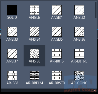 Hatch Creation Tab - Patterns Pulled Down
