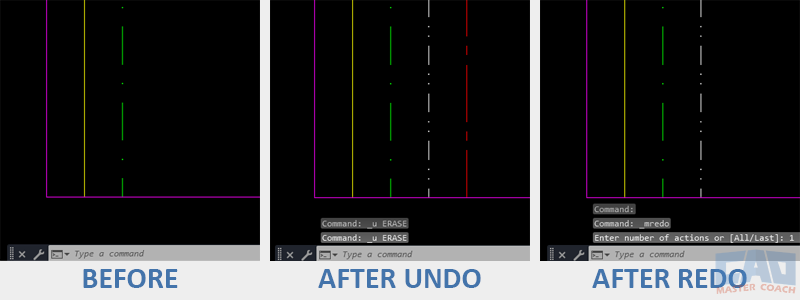 Example of using the Redo command to restore a line