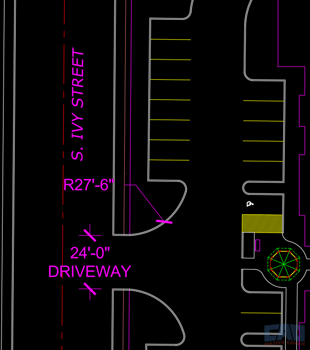 Parking lot curb return tangent arc in AutoCAD