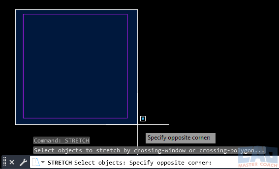 AutoCAD STRETCH Command – Troubleshooting Selection Example of incorrect vs correct selection for the STRETCH command in AutoCAD.