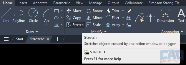 AutoCAD STRETCH Command - Ribbon AutoCAD STRETCH Command - Ribbon