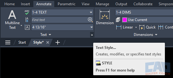 AutoCAD Style Command - Ribbon AutoCAD Style Command