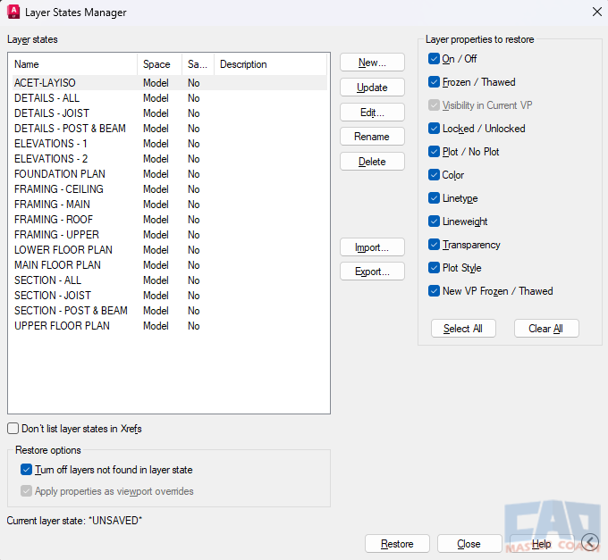 AutoCAD Layer State Manager AutoCAD Layer State Manager