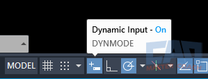 AutoCAD status bar showing the Dynamic Input toggle button.