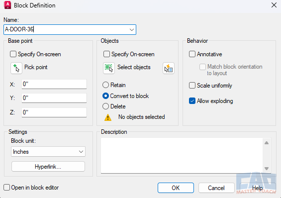 Step 5: Create A Door Block in AutoCAD - Initiate BLOCK Command Step 5: Create A Door Block in AutoCAD - Initiate BLOCK Command