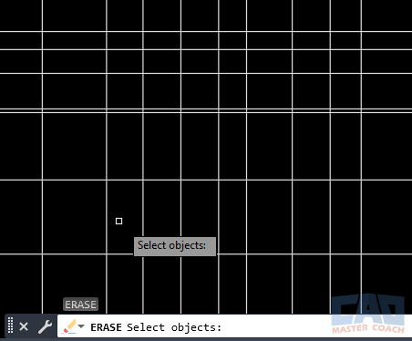 AutoCAD drawing showing construction geometry isolated on a temporary layer before using ERASE.