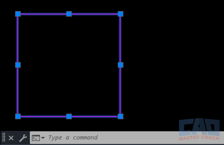 AutoCAD square made of four separate line segments, each acting as an independent object.