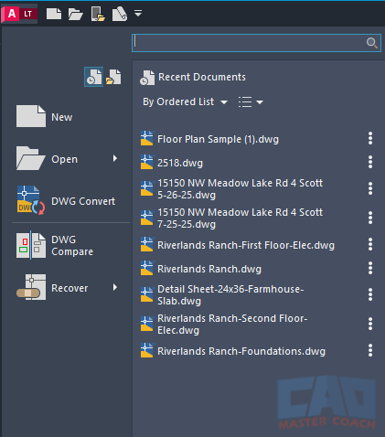 AutoCAD Application Menu