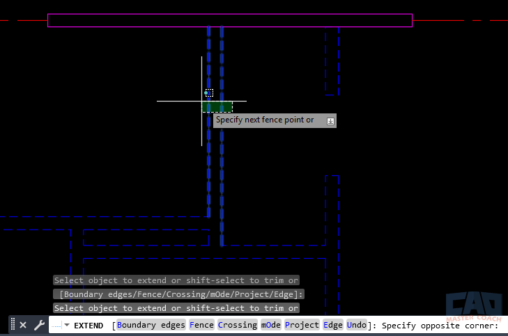 AutoCAD EXTEND using implied boundary selection