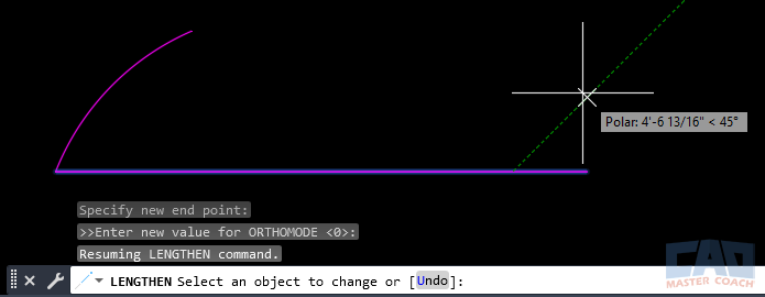 AutoCAD LENGTHEN command Dynamic option interactive dragging