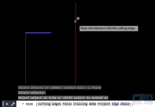 TRIM command failing due to missing cutting edge