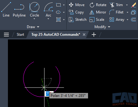 Arc - Start Center Angle