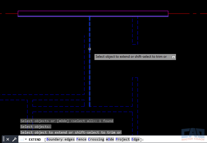 Multiple wall lines extended cleanly to intersecting walls