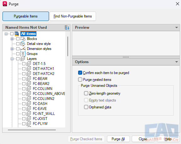 AutoCAD Purge Layers AutoCAD Purge Layers
