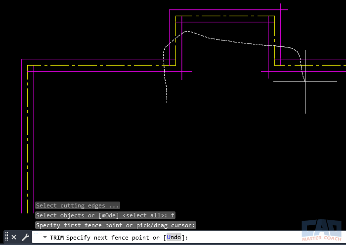 Fence trimming for fast cleanup Using fence selection with the TRIM command in AutoCAD