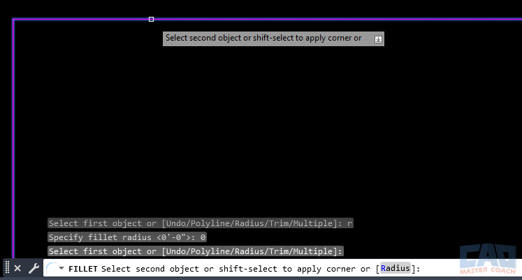 Using FILLET to Prepare Geometry for Joining FILLET radius zero used to connect polylines