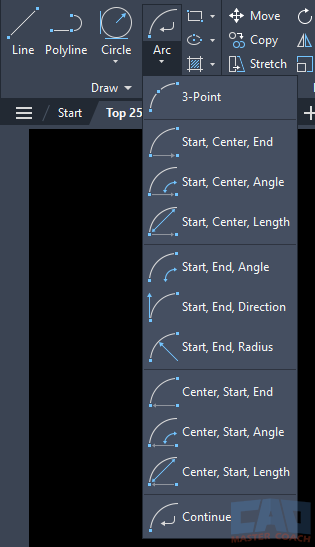 AutoCAD Arc Command - Ribbon