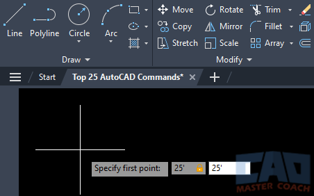 Line - First Point - Absolute Coordinates