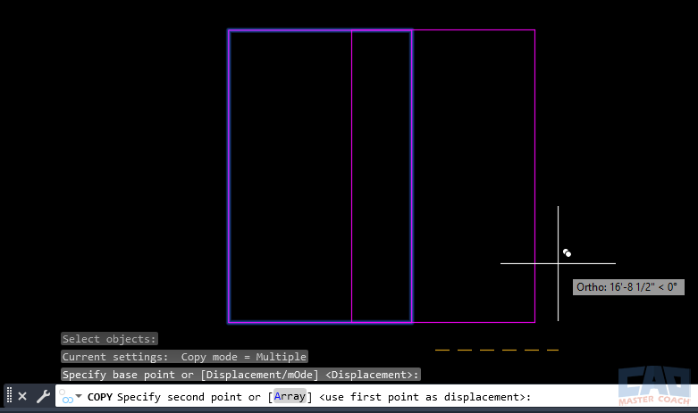 AutoCAD Copy command duplicating objects in a straight line using ORTHO mode.