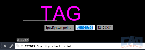 Placing an attribute into a drawing using ATTDEF in AutoCAD