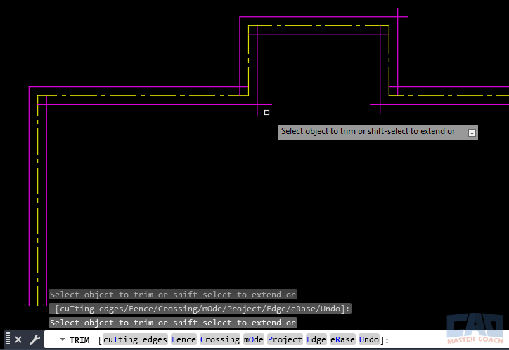 Removing overdrawn geometry with TRIM Trimming offset lines back to wall boundaries in AutoCAD