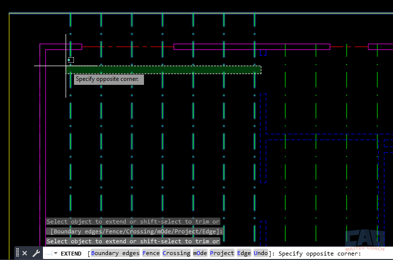 Objects extended using boundaries in AutoCAD