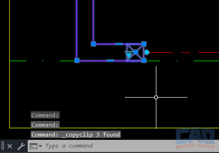 Selecting Objects with COPYCLIP Selecting multiple objects to copy with the COPYCLIP command in AutoCAD.