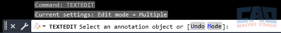 AutoCAD TEXTEDIT Command AutoCAD TEXTEDIT Command Line