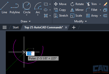 Arc - Center Start Angle
