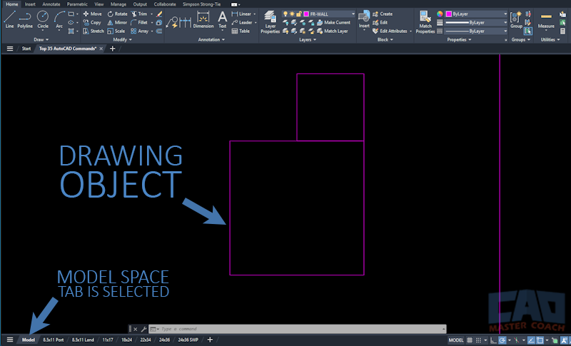 AutoCAD Drawing Area