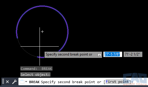 AutoCAD BREAK - Circle to Arc